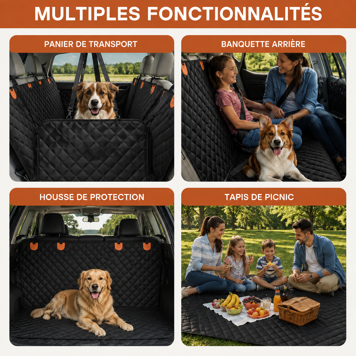 Housse Woufy Drive Pro™ -  Protection intégrale rigide de banquette pour chien