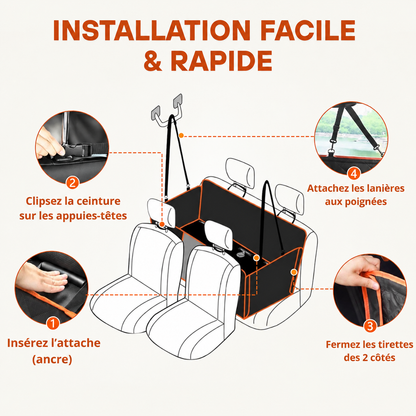 Housse Woufy Drive Pro™ -  Protection intégrale rigide de banquette pour chien