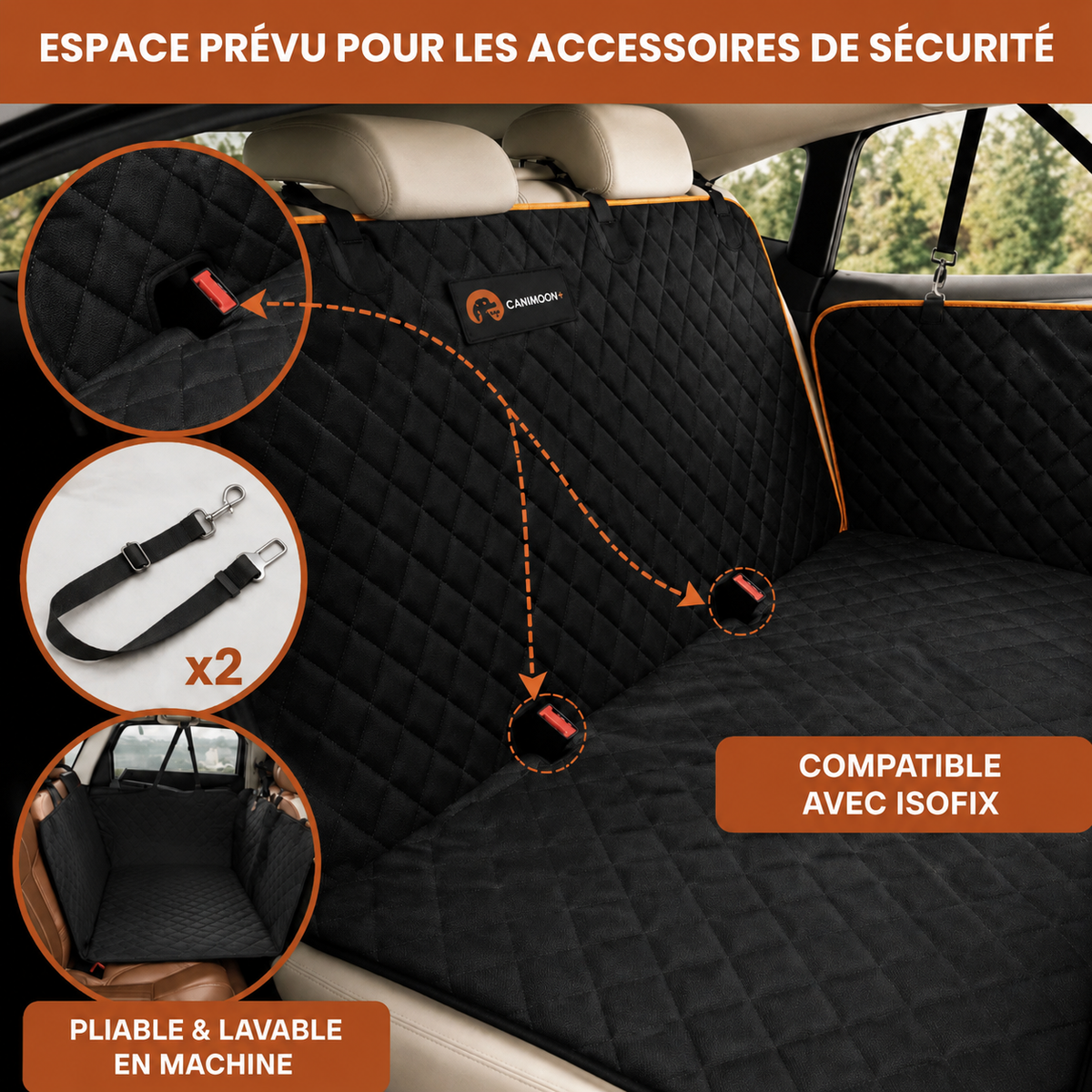 Housse Woufy Drive Pro™ -  Protection intégrale rigide de banquette pour chien