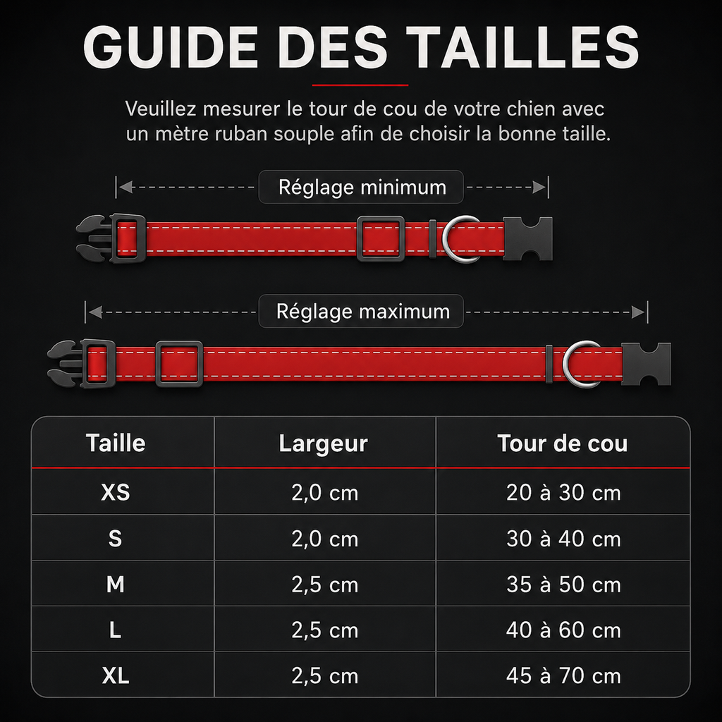 Collier réfléchissant réglable pour chien